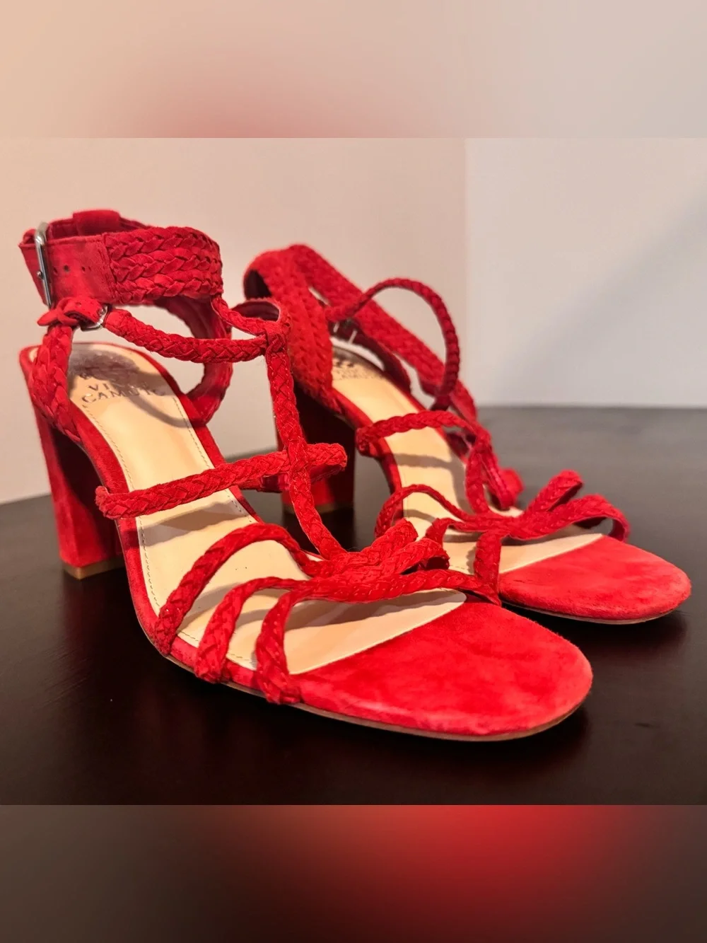 Vince Camuto Red Braided Strappy Heels - Picture 2 of 6